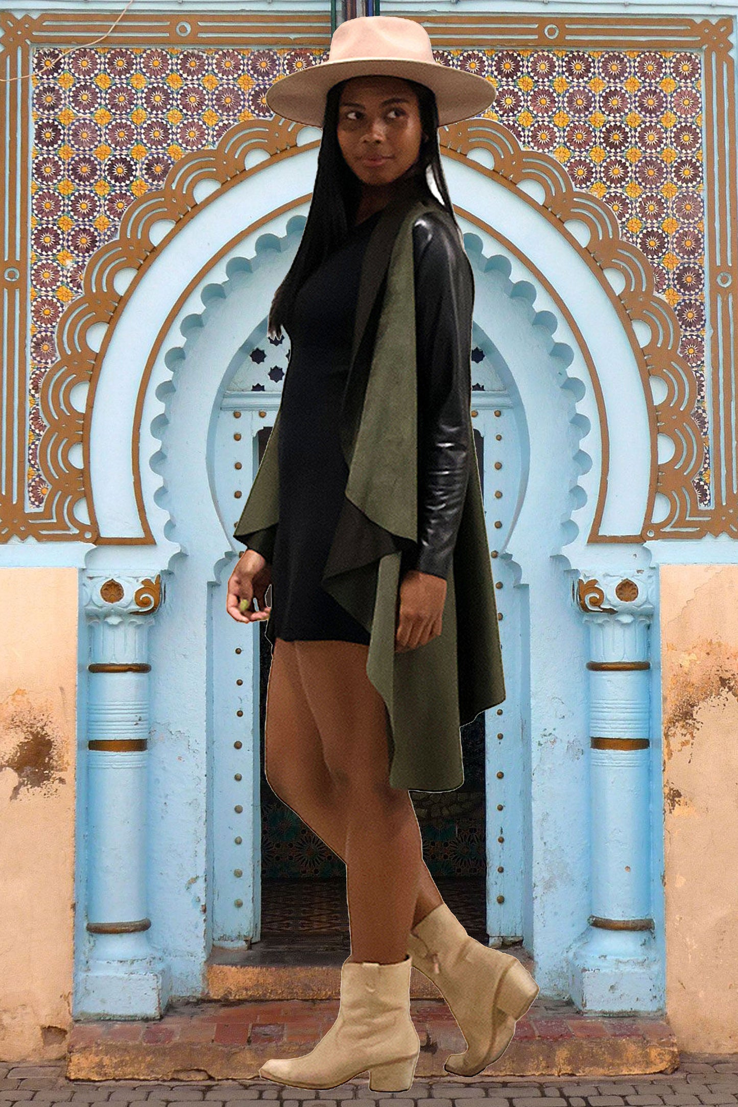 Vegan Jacket - Khaki.Black