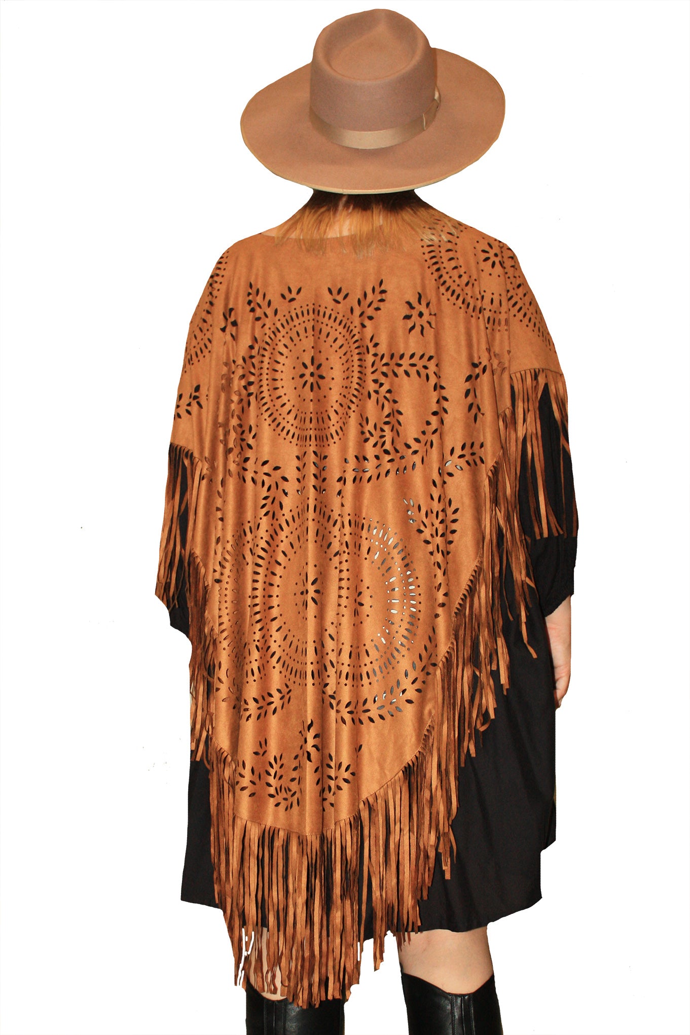Fringe Flower Cape - Toffee