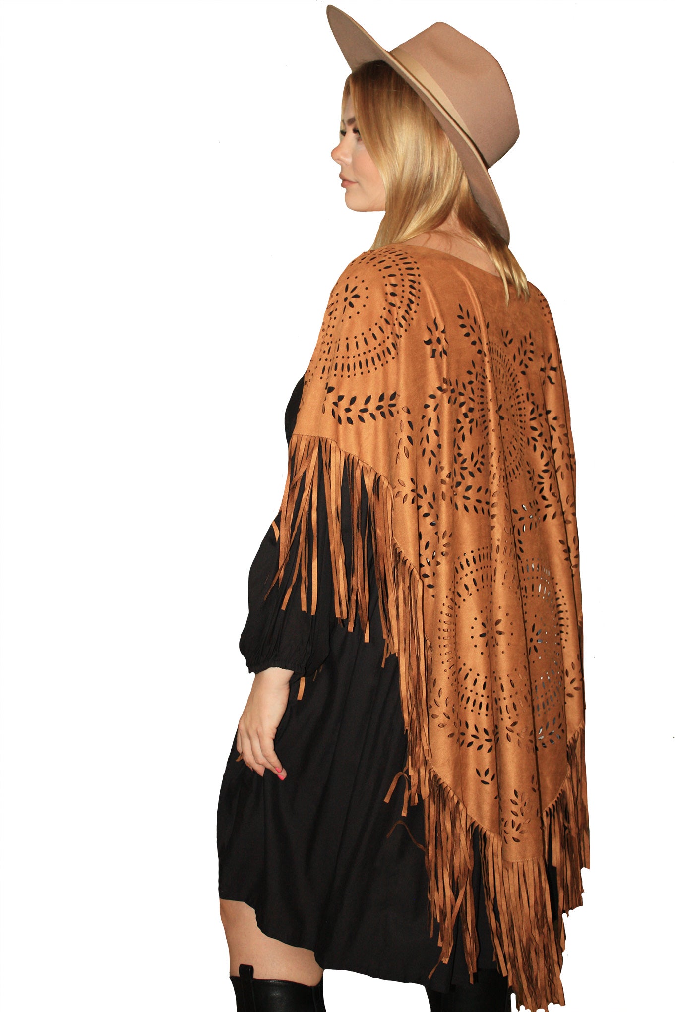 Fringe Flower Cape - Toffee