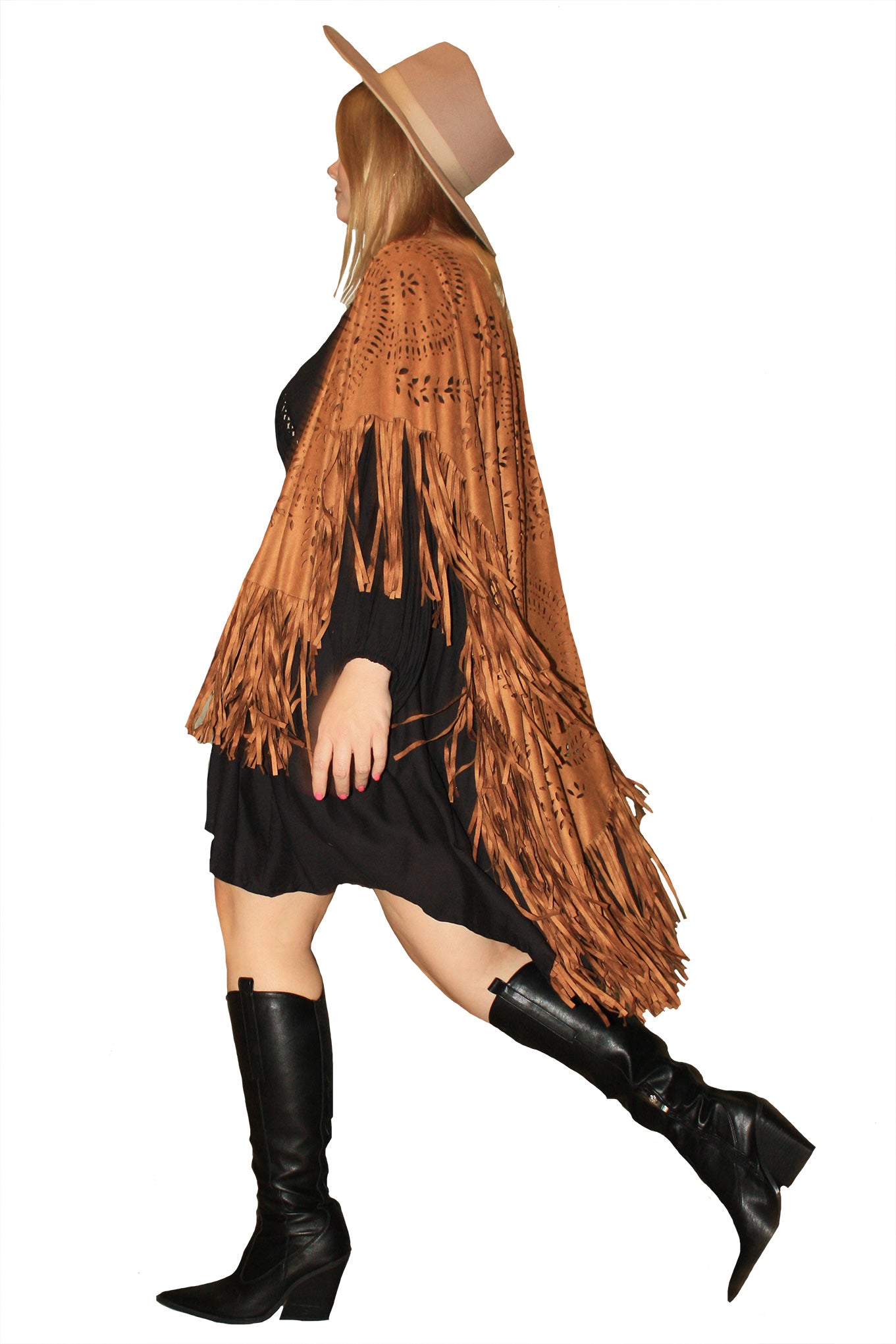 Fringe Flower Cape - Toffee
