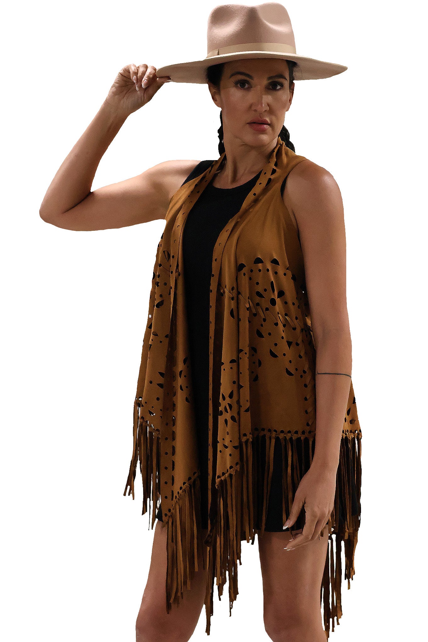 Fringe Vest - Camel