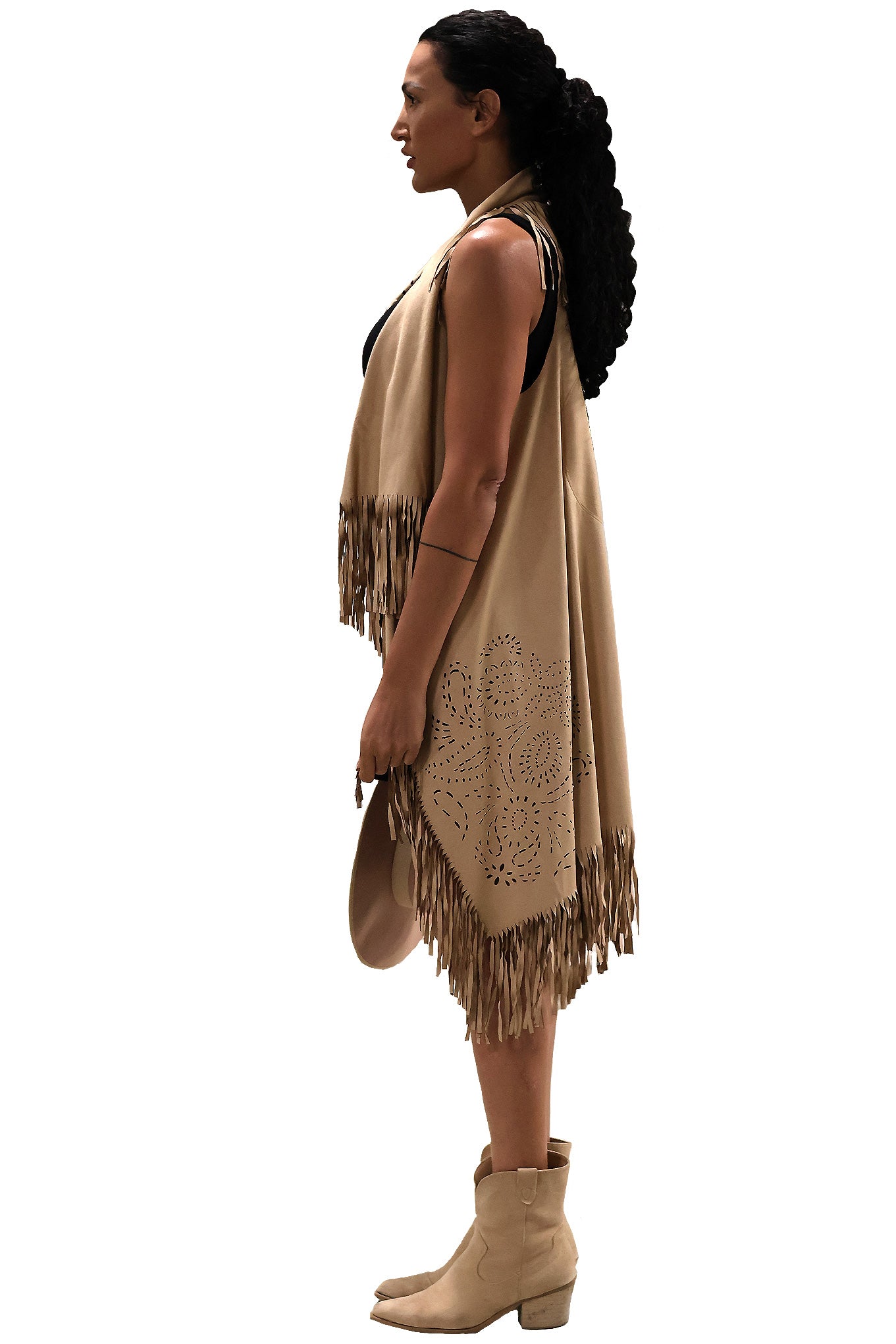 Fringe Vegan Vest - Sand