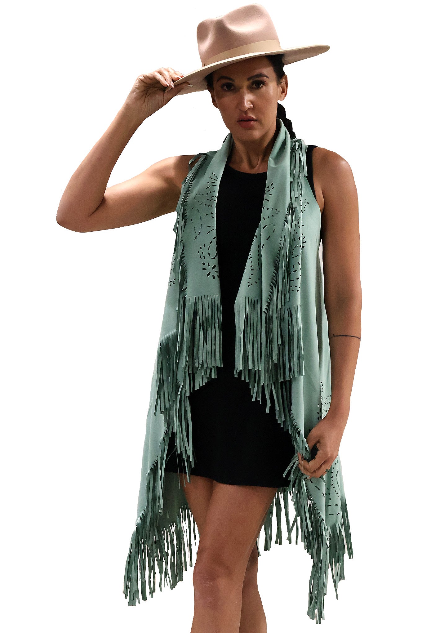 Fringe Vegan Vest - Sage