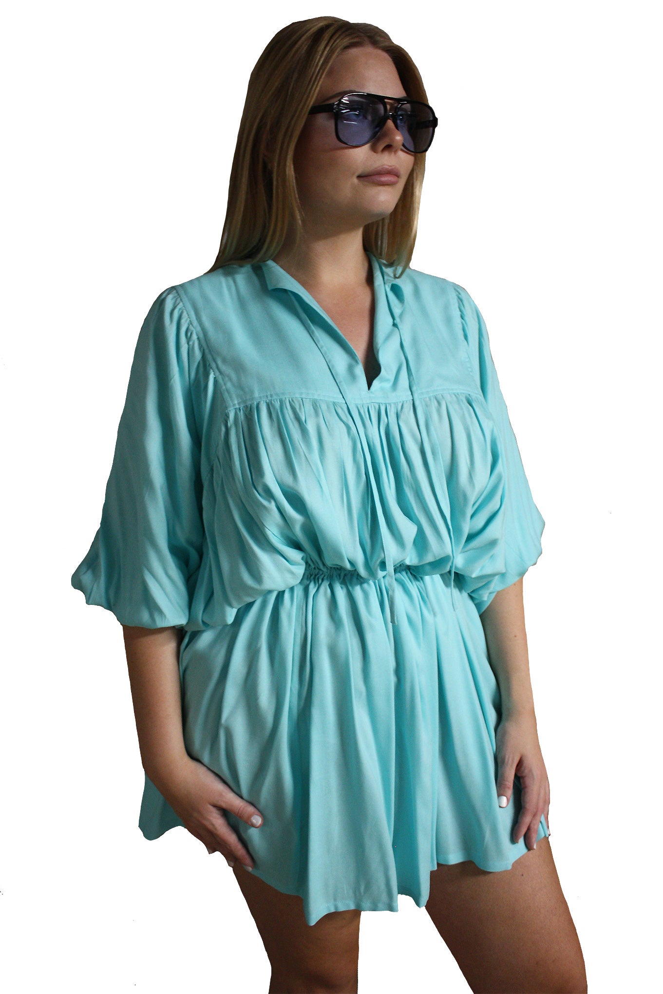 Demure Dress - Aqua