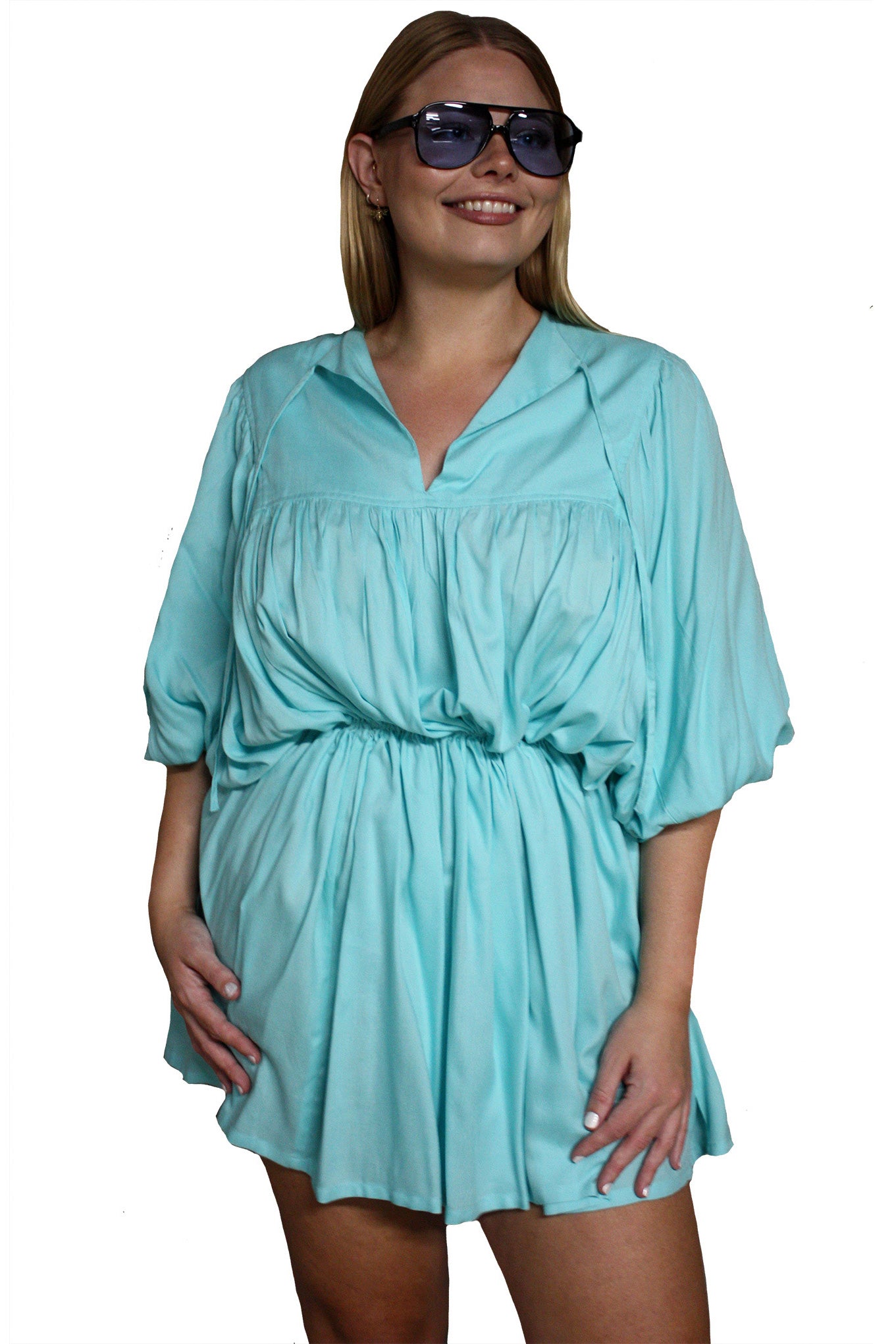 Demure Dress - Aqua