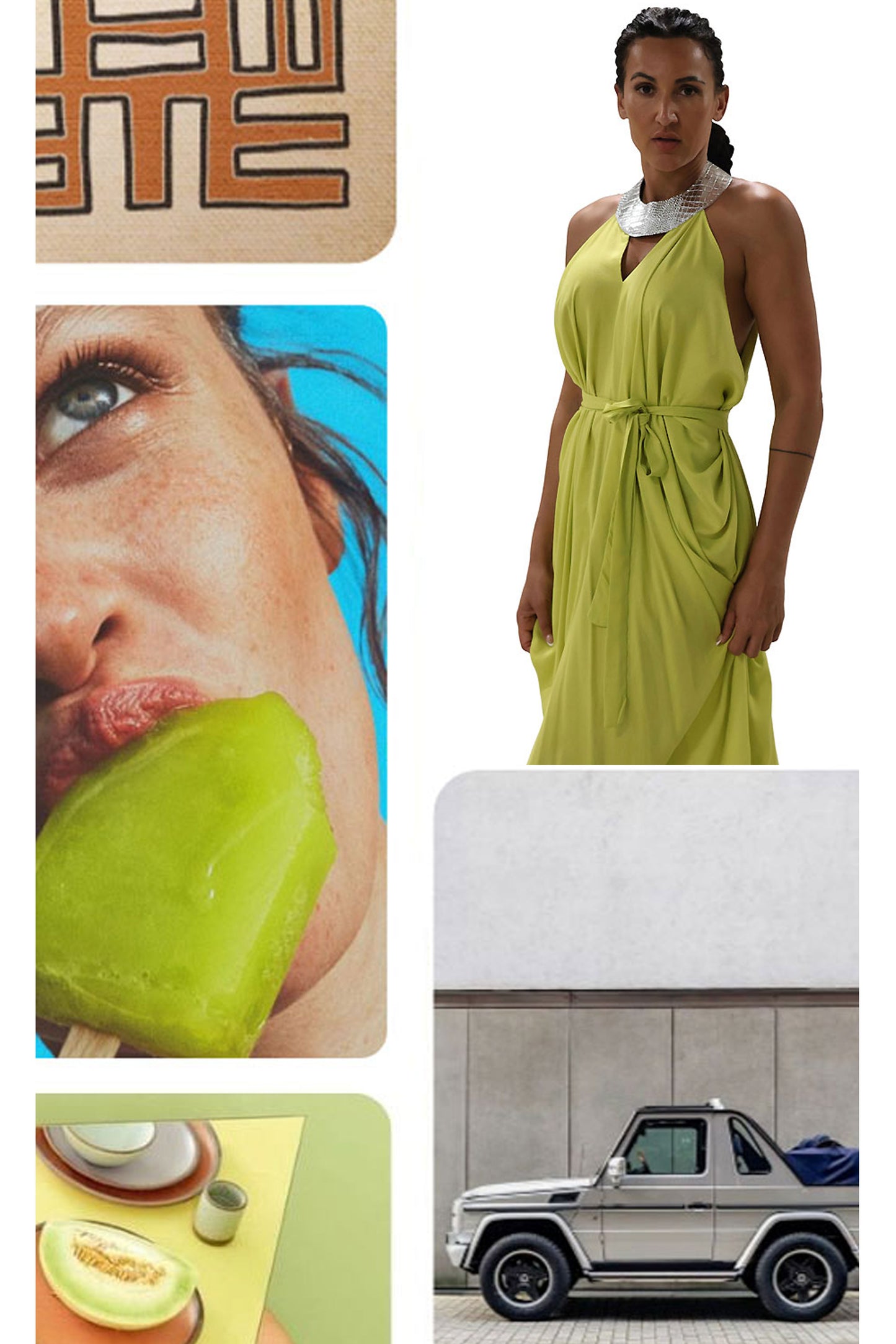 Cleopatra Crocodile Metallic Dress - Lime