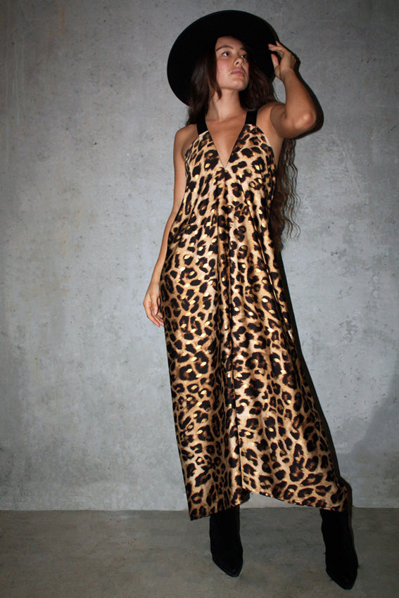 Leopard Metallic Goddess Dress