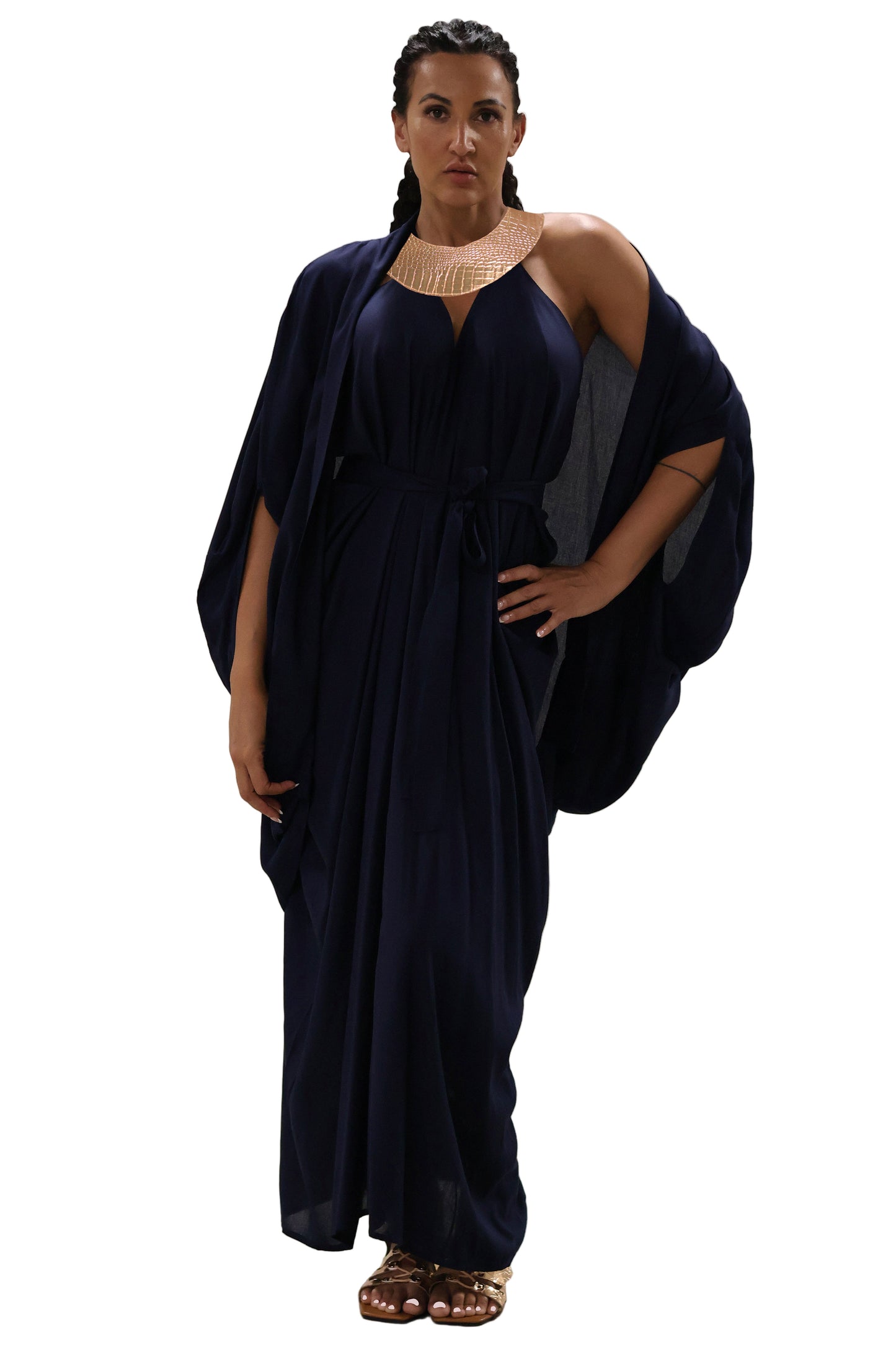 Cleopatra Crocodile Metallic Dress - Navy