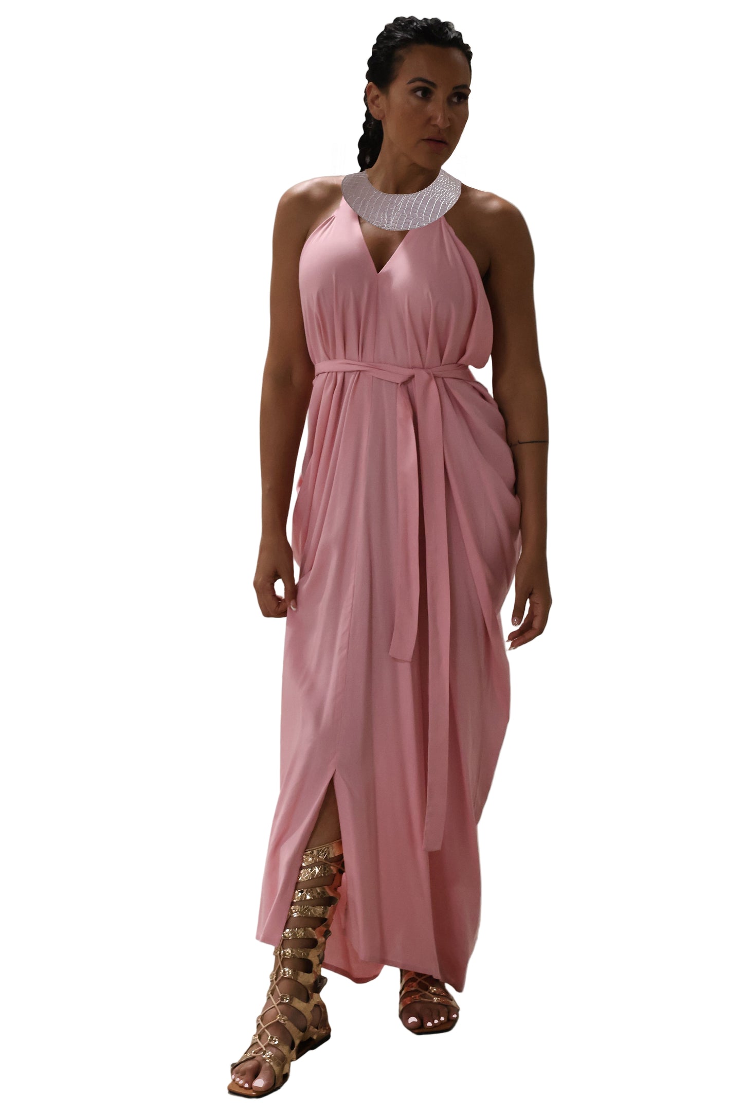 Cleopatra Crocodile Metallic Dress - Pink