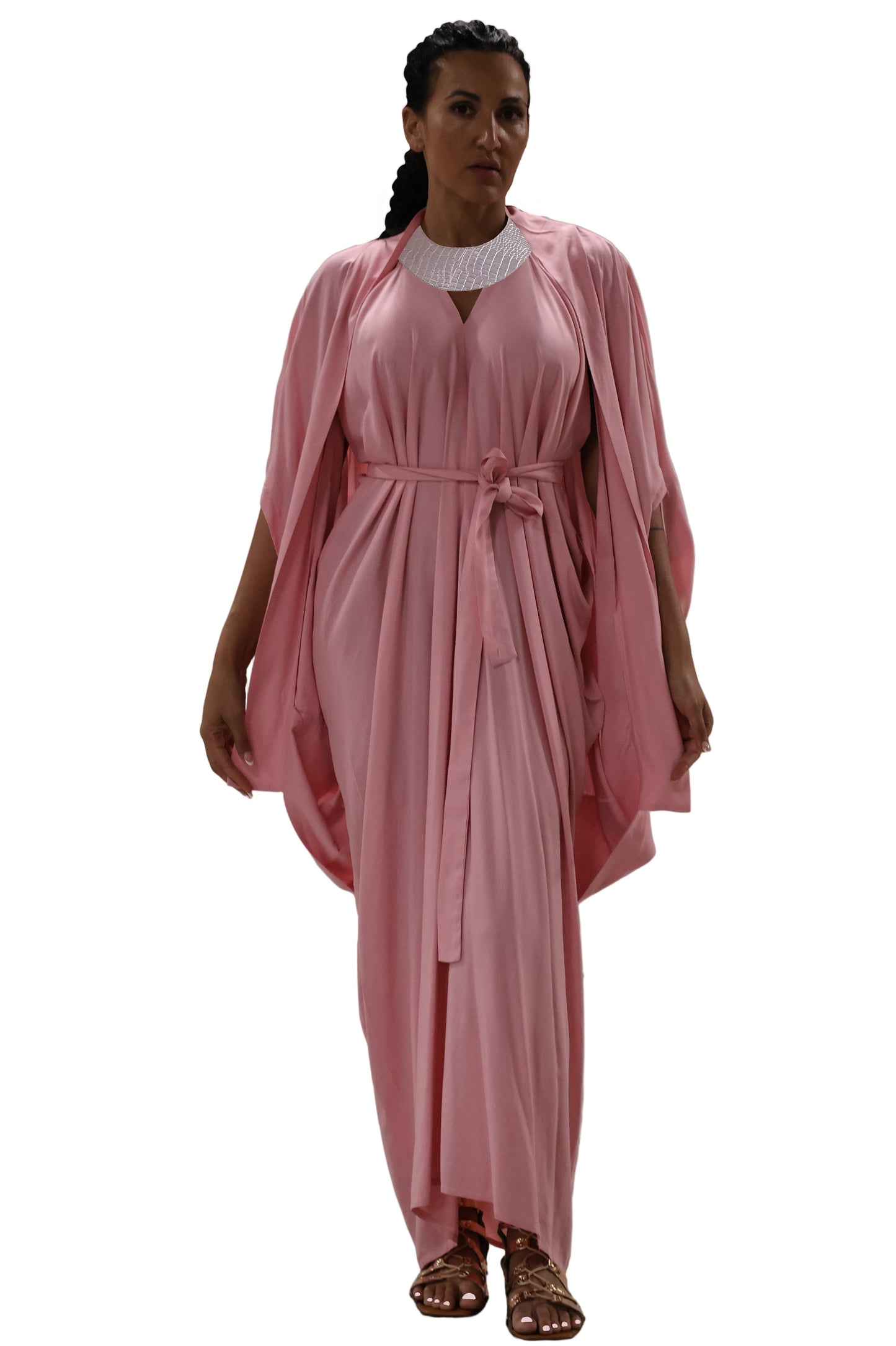 Cleopatra Crocodile Metallic Dress - Pink