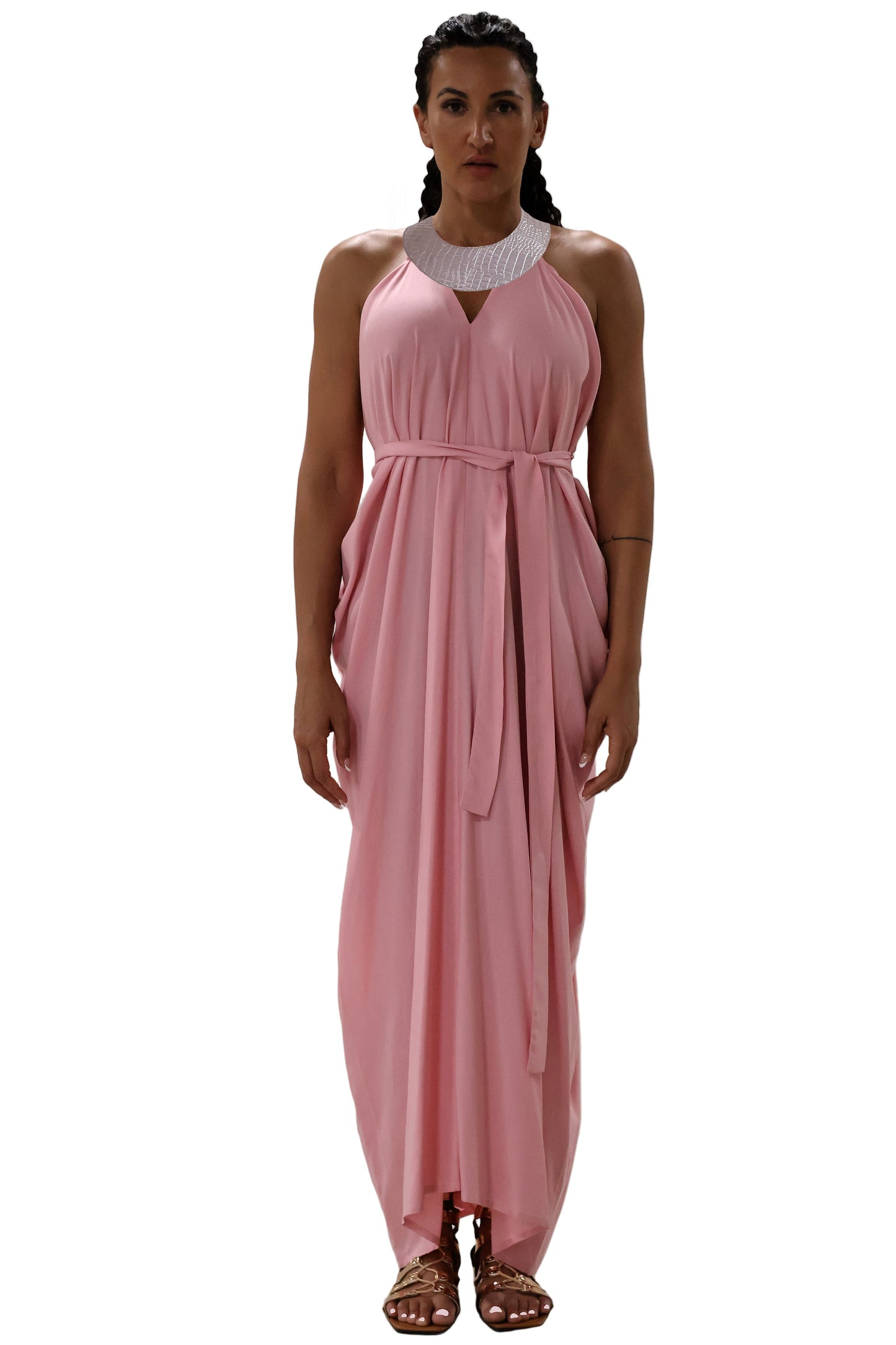 Cleopatra Crocodile Metallic Dress - Pink