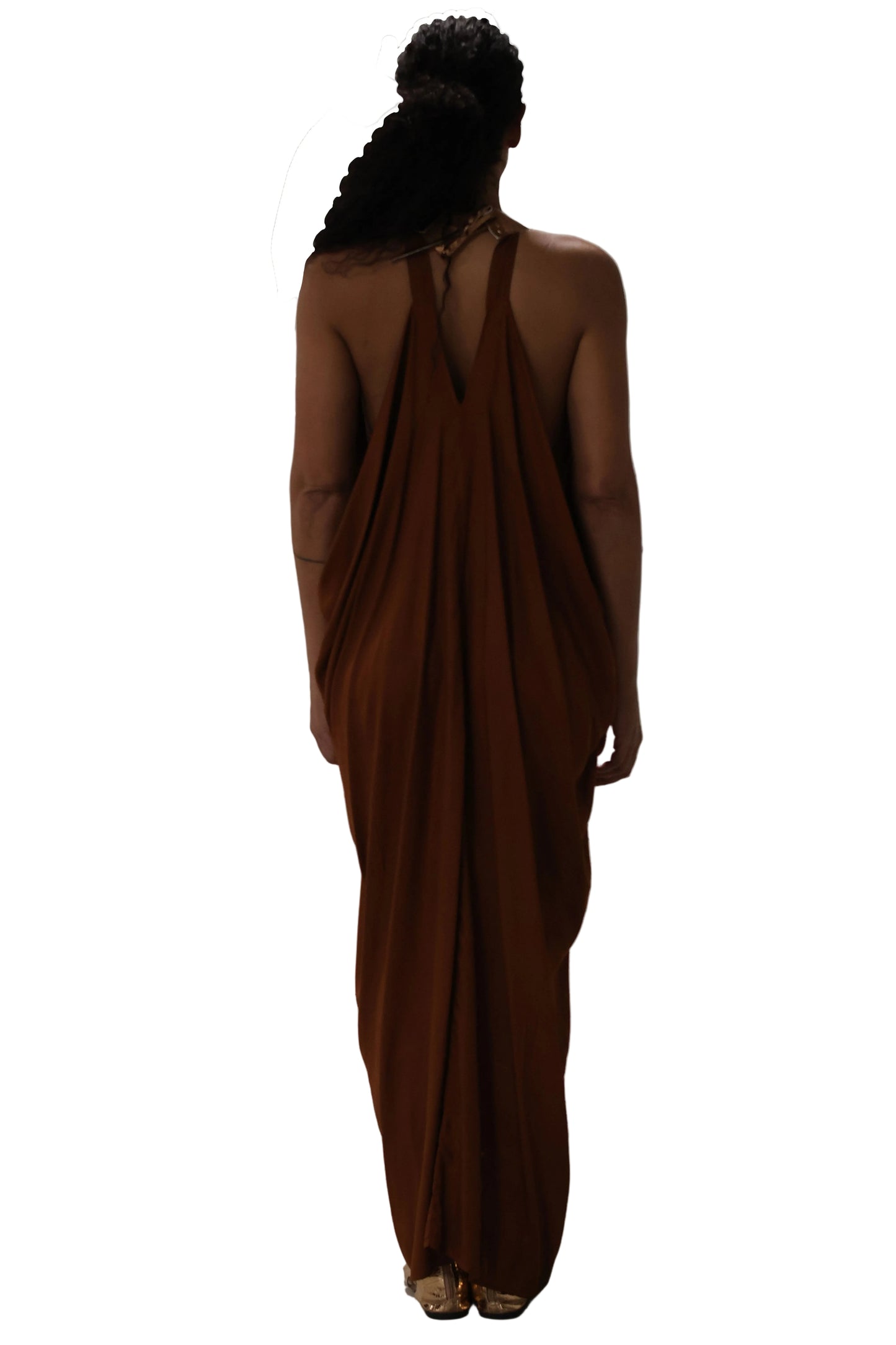 Cleopatra Crocodile Metallic Dress - Coffee