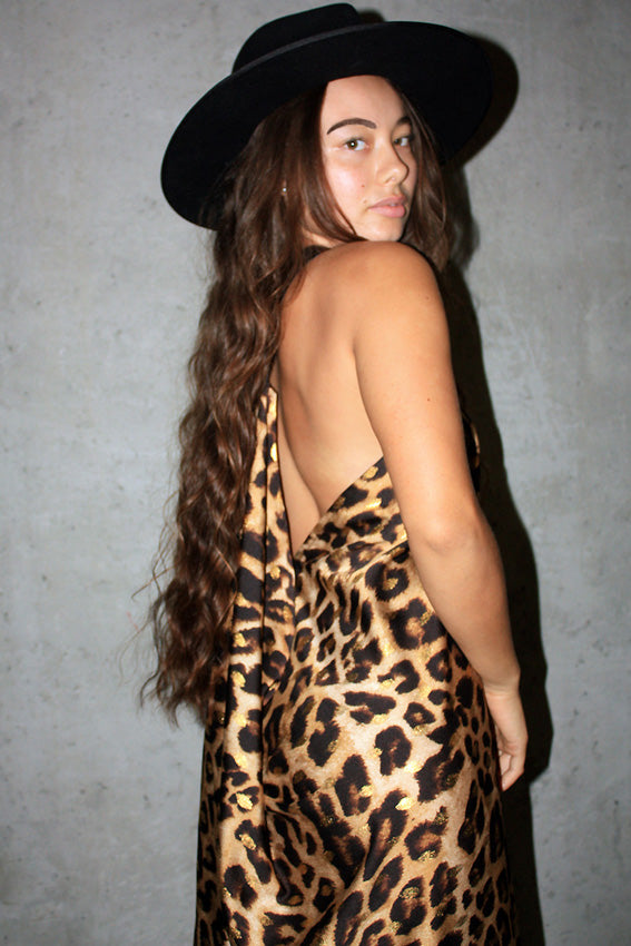 Leopard Metallic Goddess Dress